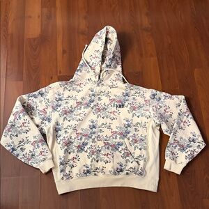 Kith Floral Cream Hoodie with Blue and Red Accents